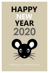 New Years Card Of Funny Black Mouse