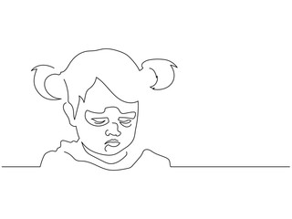 Girl face isolated line drawing, vector illustration design. People collection.