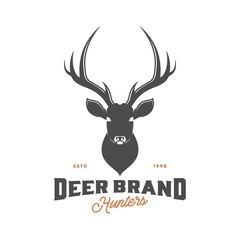 vintage deer head logo, icon and template