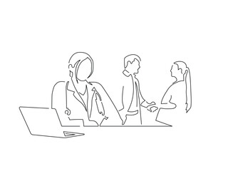 Doctor isolated line drawing, vector illustration design. Medicine collection.