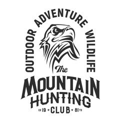 Hunting club mascot, eagle t-shirt print