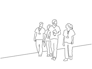 Medical team isolated line drawing, vector illustration design. Medicine collection.
