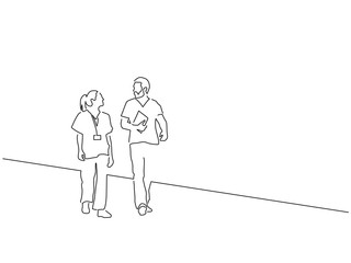 Medical team isolated line drawing, vector illustration design. Medicine collection.