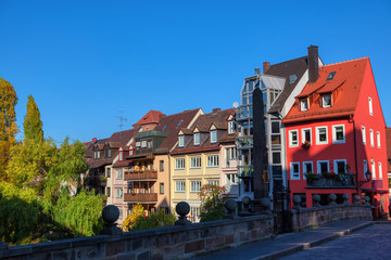 Karlsbucke bridge and houses in Nurnberg