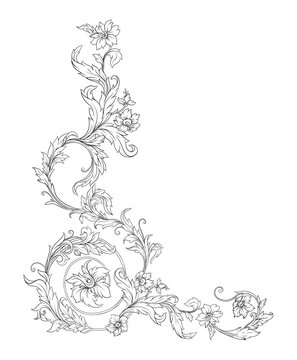 Elements In baroque, rococo, victorian renaissance style. Trendy floral vintage pattern. Vector illustration