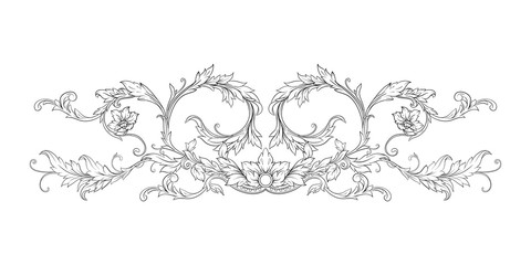 Elements In baroque, rococo, victorian renaissance style. Trendy floral vintage pattern. Vector illustration