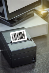 Barcode label printer. Printing Barcode