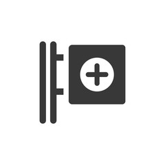 Cross pharmacy sign icon. Urban service vector illustration