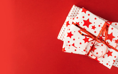 Gift on a bright red background