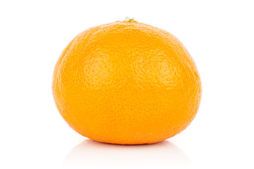 One whole fresh orange mandarine isolated on white background