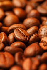Fresh and aromatic roasted coffee beans, can be used as background.