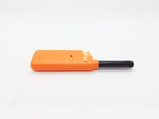 Orange Color Automatic Lighter for Kitchen Utensils and Birthday Candles in White Isolated Background