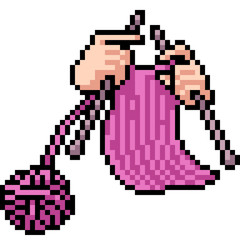 Obraz premium vector pixel art knitting