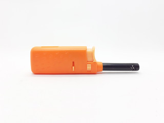 Orange Color Automatic Lighter for Kitchen Utensils and Birthday Candles in White Isolated Background