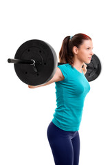 Young girl with barbell