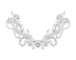 Elements In baroque, rococo, victorian renaissance style. Trendy floral vintage pattern. Vector illustration