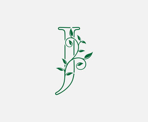 Nature letter J leaf icon logo design concept, floral logo icon design. hand drawn floral with letter.