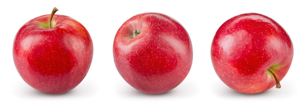 Red apple isolate. Apples on white background. Apple set with clipping path.