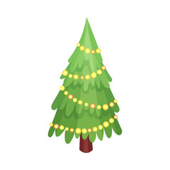 Christmas tree. Vector illustration on a white background.