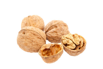 Walnuts isolated on white background. Healthy eating