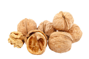 Walnuts isolated on white background. Healthy eating