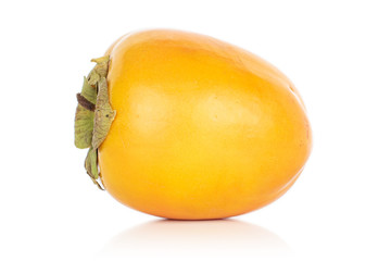 One whole sweet orange persimmon isolated on white background