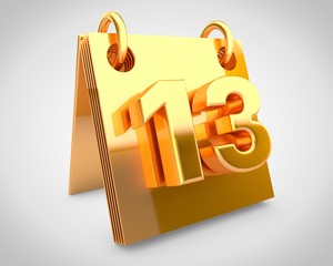 Desk golden calendar day 13 of the month