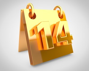 Desk golden calendar day 14 of the month