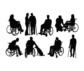 Handicapped and wheelchair Silhouettes, art vector design