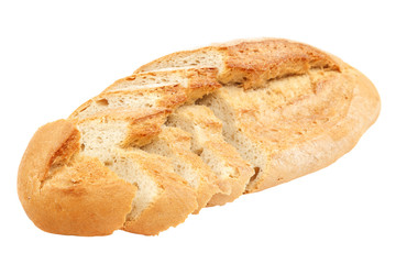 Wheat loaf of bread isolated on white background
