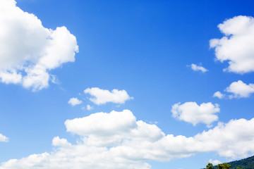 The blue sky is full of beautiful white clouds.