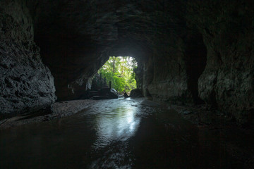 Entrance Siju Cave or Bat Cave, known for stalactites and stalagmites,  Garo Hills Meghalaya, India
