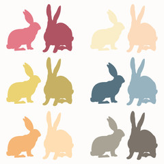 Colorful Easter Bunny Silhouette