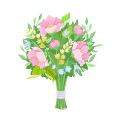 Wedding Bunch of Flowers Vector Illustrated Set