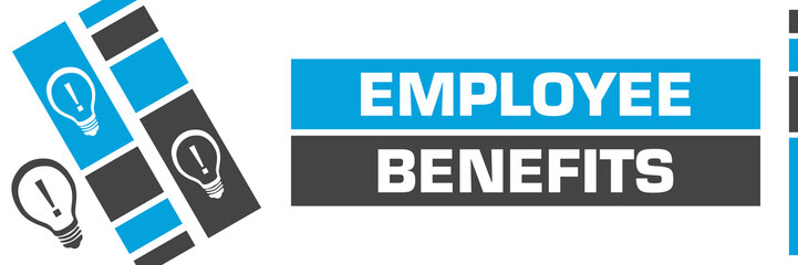 Employee Benefits Blue Grey Line Boxes Bulbs 