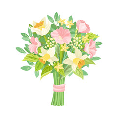 Cute and Elegant Wedding Bouquet Vector Illustration