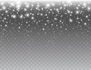Foto op Plexiglas Shimmer light sparkles effect isolated on transparent background. Vector white glowing Xmas snow with stars for Christmas, New Year luxury card design. © Kindlena