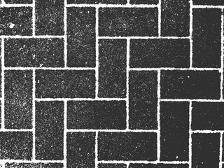 Distress old brick wall texture. Black and white grunge background. Vector illustration.
