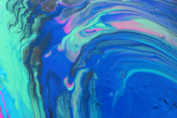 art photography of abstract marbleized effect background. mint, blue and pink creative colors....