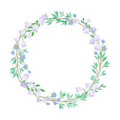 Various Wildflowers Twisted in Circle Flame Vector Illustration