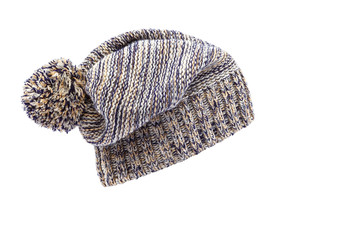 Knitted winter hat isolated on a white background