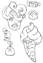 illustration cake sweet candy ice cream black and white