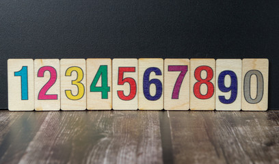 color numbers on wooden background