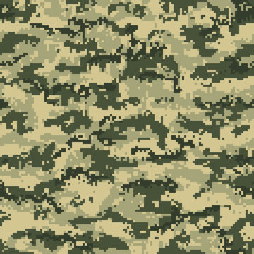 Green forest digital camouflage seamless pattern. Vector