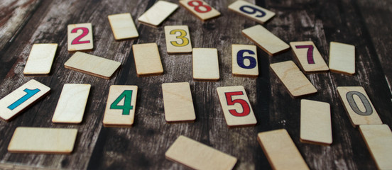 color numbers on wooden background