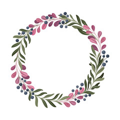 Colorful Berry Ornamental Vector Border. Graphic Composition of Decorative Bilberry