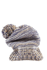 Knitted winter hat isolated on a white background