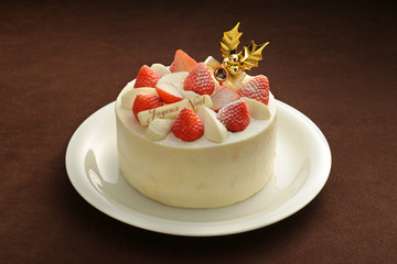 お皿に載せたいろいろな背景の上のクリスマスケーキ