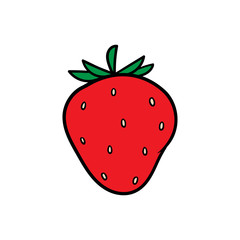 Obraz premium Cartoon Isolated Strawberry Vector Illustration
