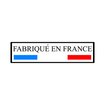Fabrique en ( Made in ) FRANCE label in frame with flag colors.